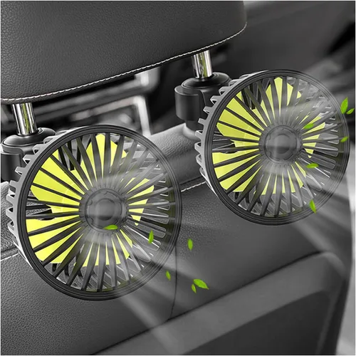 Miniatura 7 de Ventiladores USB para asiento de auto para el asiento trasero, ventilador de enfriamiento giratorio de 360° de viento fuerte con 3 velocidades