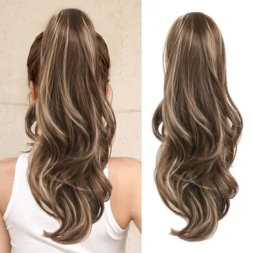 Miniatura 31 de Extensión de cola de caballo rubio, extensión de cola de caballo con cordón de 20 pulgadas para mujeres, extensiones de cabello de cola de caballo