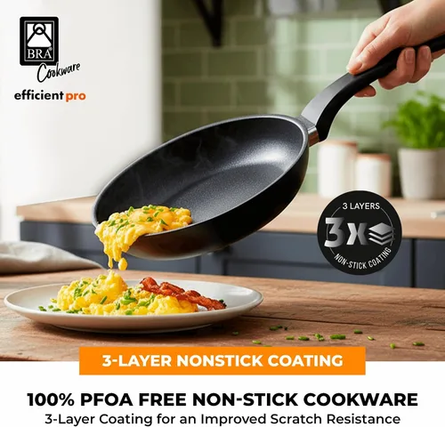 Miniatura 5 de BRA COOKWARE Efficient Pro - Sartén antiadherente Sartén de aluminio fundido de 8 pulgadas Sartén de revestimiento resistente a los arañazos