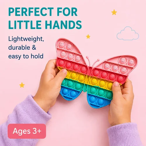 Miniatura 5 de Paquete de 4 juguetes para ansiedad de reventar burbujas para niños, mariposa Pop It, gato Pop It, juego de juguetes sensoriales de ratón y gatito