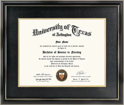 Miniatura 60 de GraduationMall Marco de diploma de certificado de 8.5 x 11, madera maciza y vidrio templado, acabado negro con ribete dorado
