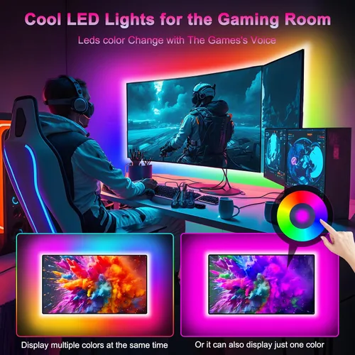 Miniatura 4 de Daymeet Tira de luces LED RGB de 9.84 pies para TV de 32 a 43 pulgadas, sincronización de música Dreamcolor, cambio de color, control remoto por