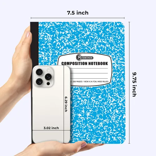 Miniatura 3 de Rosmonde Paquete de 5 cuadernos de composición con rayas anchas, 200 páginas (100 hojas), 9-3/4 x 7-1/2, cuadernos para el trabajo, suministros