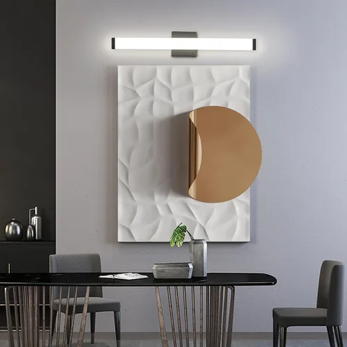 Miniatura 7 de Lámpara de tocador de baño de níquel cepillado, cuadrada, LED, 60 cm (24 pulgadas), 14 W, luz blanca natural, 4000 K, barra de luz para espejo