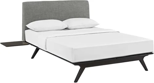 Miniatura 6 de Base de cama Modway Tracy de madera, color beige cappuccino, Madera, Cappuccino marrón