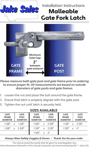 Miniatura 3 de Pestillo de horquilla de puerta de enlace de cadena de 1-5/8 x 4 pulgadas - Comercial resistente - Maleable - Pestillo de puerta galvanizado