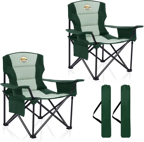Miniatura 14 de Colegence Sillas de Camping Plegables de Tamaño Grande - Soporte de 450 LBS Silla de Campamento de Servicio Pesado con Cojín Acolchado, Sillas Negro