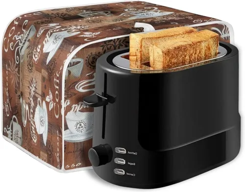 Miniatura 7 de JEOCODY Funda para tostadora para hacer pan con asa, impresión temática de café, ranura ancha, protección contra el polvo Estampado De Tema De Café
