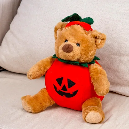 Miniatura 8 de Plushland Oso de peluche de Halloween con disfraz de calabaza, juguete suave, regalos para niños, 9 pulgadas