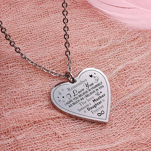 Miniatura 3 de Jewelady Collar con dije de corazón para hija de mamá papá, dije inspirador de Navidad, cumpleaños, graduación, San Valentín, regalos para mujeres