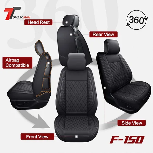 Miniatura 4 de Tomatoman F-150 Fundas de asiento delantero compatibles con Ford F150 2009-2024 2025 2026 2017-2026 F250 F350 F450 Supercrew Super Duty Limited