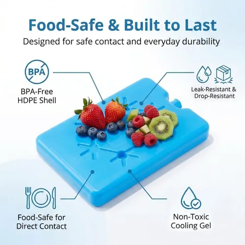 Miniatura 3 de Kona Paquete de 4 bolsas de hielo delgadas para loncheras y enfriadores, reutilizables, congelación rápida, ahorro de espacio, paquetes fríos