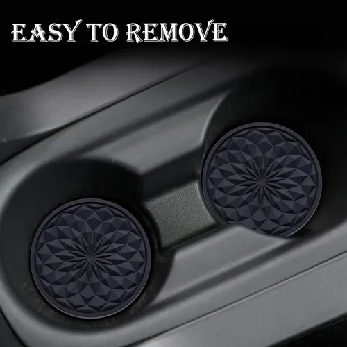 Miniatura 6 de Paquete de 2 portavasos de silicona para automóvil, tapete antideslizante de 2.75 pulgadas, ajuste universal para la mayoría de los vehículos, Negro