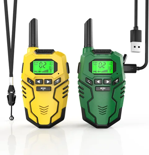 Miniatura 24 de Inspireyes Walkie Talkies para niños, paquete de 2 recargables de largo alcance, juguetes para niños y niñas de 3 a 12 años, juguete de radio de 2