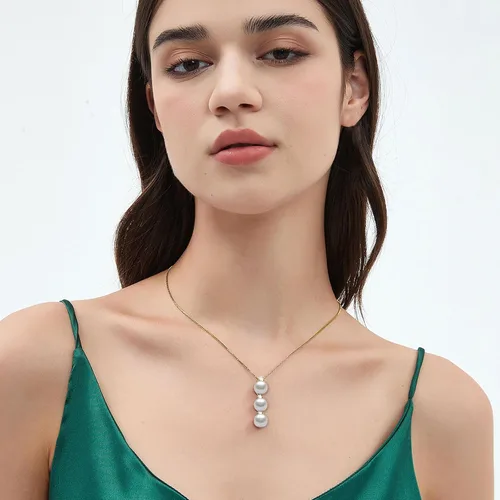 Miniatura 25 de Collar de perlas negras, blancas, doradas, grises para mujer, collar con colgante de plata esterlina, perlas cultivadas en agua salada auténticas