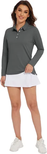 Miniatura 6 de MAGCOMSEN Camisetas tipo polo de manga larga para mujer, de secado rápido, protección solar UPF 50+, ligeras, atléticas, para tenis