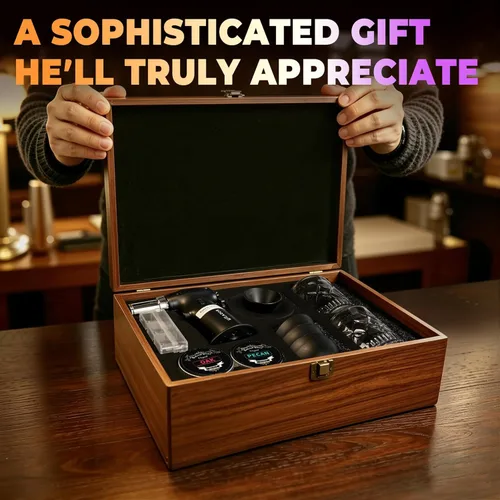 Miniatura 4 de Kit eléctrico para ahumar whisky, lujosa caja de madera, regalos de Navidad sinceros, con 4 chips de madera, antorcha, moldes de hielo, receta, Nogal