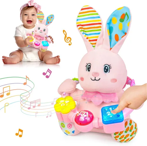 Miniatura 9 de Ryotagift Animales de Peluche Juguetes de Elefante Musical Bilingüe para Bebé, Juguete de Aprendizaje Temprano para Infantes con Música con Luces