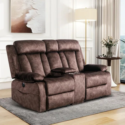 Miniatura 8 de GUEAPY Sofá reclinable de dos plazas - Sofá reclinable de dos plazas con consola, sofá reclinable doble con calor y masaje, sofá reclinable Gris