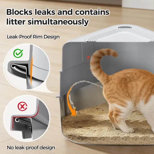 Miniatura 7 de Chumajor Caja de arena XXL de acero inoxidable para gatos con tapa, resistente, sin olor y ahorro de espacio, diseño oculto para gatos grandes