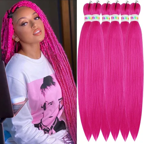 Miniatura 14 de Cabello trenzado colorido preestirado, trenzas de color de 26 pulgadas, extensiones de cabello preestirado, extensiones de cabello multicolor 6