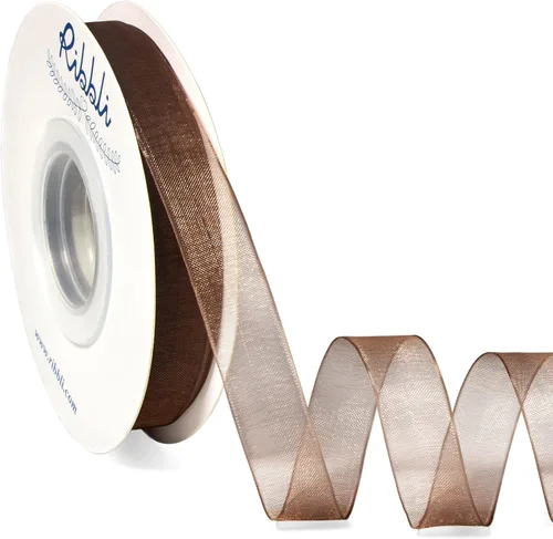 Miniatura 44 de Ribbli - Cinta de organza color oro pálido, 1/2 pulgadas x 50 yardas continuas, cinta transparente dorada para envolver regalos, envolver galletas