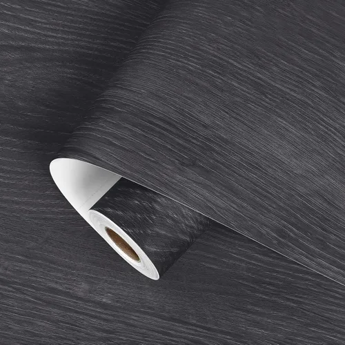 Miniatura 2 de Papel adhesivo de madera gris para encimeras, papel tapiz de madera gris mate y negro, papel tapiz de 15.7 pulgadas x 78.8 pulgadas, papel