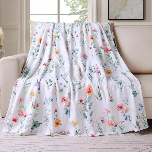 Miniatura 12 de Tupmnbry Manta floral de margaritas y girasoles, manta de franela súper suave, manta de cama ligera y esponjosa para cama, sofá y viajes, 50 x 60