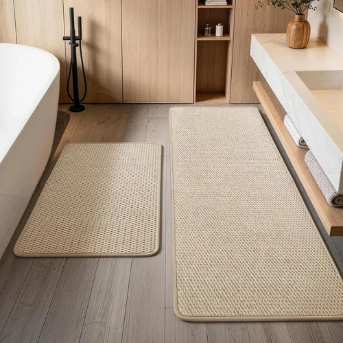 Miniatura 17 de YIHOUSE Juego de alfombras de baño de 3 piezas, alfombras de baño suaves de pelo bajo, tapetes de baño delgados antideslizantes, de secado rápido