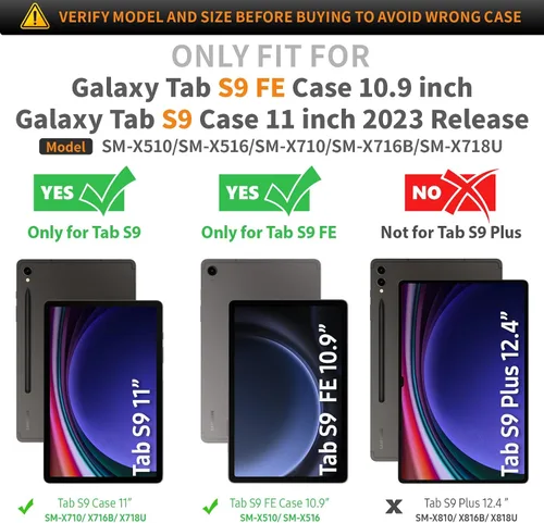 Miniatura 2 de Timecity Funda para tableta Samsung Galaxy Tab S10 Lite / S10 FE / S9 FE 5G / S9 Funda protectora de 10.9 pulgadas/ 11 pulgadas con protector