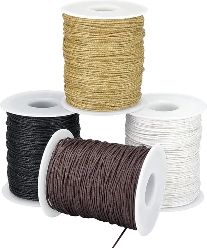 PH PandaHall Cordón de algodón encerado de 0.039 in, 400 yardas, hilo encerado en tono tierra para hacer pulseras, collares y joyas