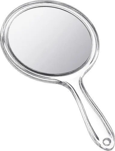 Jetec Espejo de mano de doble cara, espejo de mano de doble cara, espejo de aumento 1X/2X con asa, espejo de mano transparente, espejo de maquillaje