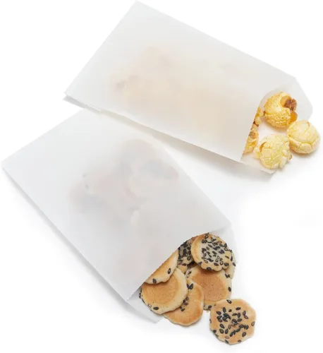 Miniatura 3 de FOCCIUP 100 bolsas de papel planas pequeñas de 3 x 5 pulgadas, tamaño pequeño, bolsas de vidrio semitransparentes para recuerdos de fiesta Blanco
