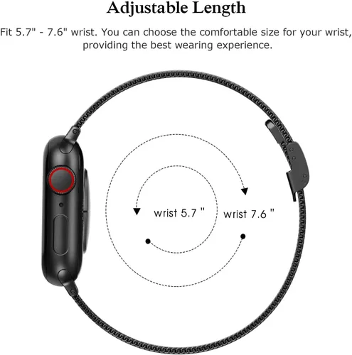 Miniatura 8 de Correa de metal compatible con iWatch 38mm 40mm 42mm 44mm, de acero inoxidable, tejido de metal fino pequeño suave, repuesto para iWatch Series 6 5
