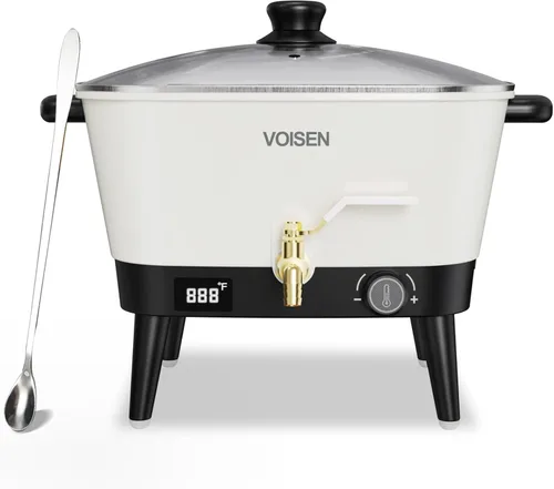 VOISEN Derretidor de cera para hacer velas, olla de fusión de cera de vela de 8Qts con boquilla para base de jabón de cera de soja, derretidor Blanco
