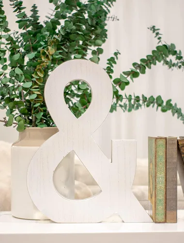 Miniatura 16 de BARNWOODUSA LLC Letras rústicas grandes del alfabeto, monograma de madera de pie para decoración de mantel y chimenea, bloques decorativos de letras