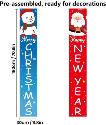 Miniatura 5 de Decoraciones de Navidad Feliz Año Nuevo Decoraciones Feliz Navidad Muñeco de Nieve Santa Claus Banner de Navidad Cartel de Porche de Puerta