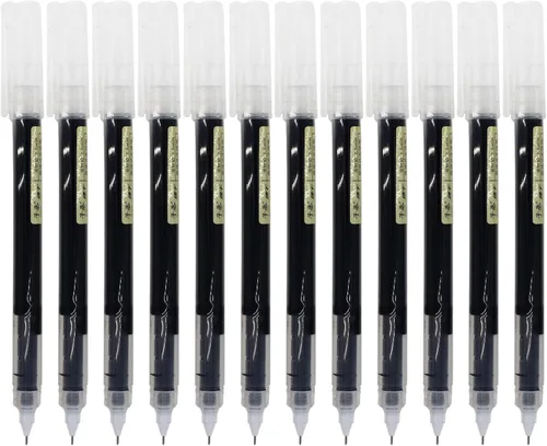 Gullor Bolígrafos de tinta líquida, punta fina de 0.020 in, de secado rápido, para escribir, tomar notas y dibujar, tinta negra, 12 unidades