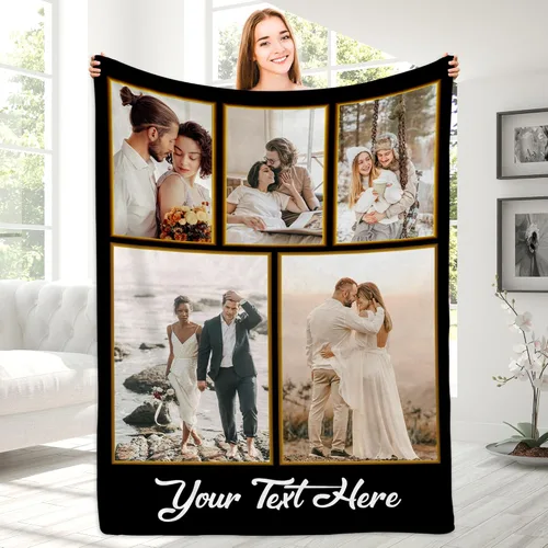 Magimagine Mantas personalizadas con imágenes de texto para regalos de novio, manta de fotos personalizada para familiares y amigos para Navidad,