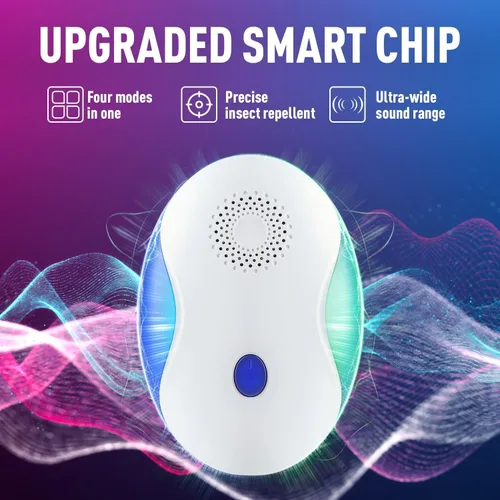 Miniatura 3 de Repelente ultrasónico de plagas para uso en interiores, control electrónico de plagas 4 en 1 para ratones, insectos, arañas, roedores, insectos