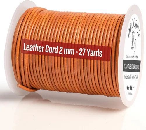 Miniatura 23 de Cordón de cuero redondo de 1 mm, cuerda de 27 yardas para hacer joyas, pulseras, collares, trenzado Kumihimo, envolturas, manualidades, pasatiempos