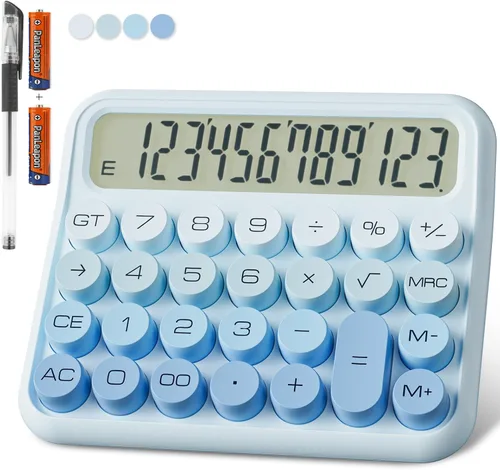Miniatura 9 de DECKLIT Calculadora de escritorio con batería, pantalla LCD extra grande de 12 dígitos, botones grandes fáciles de presionar, pantalla de Rosa