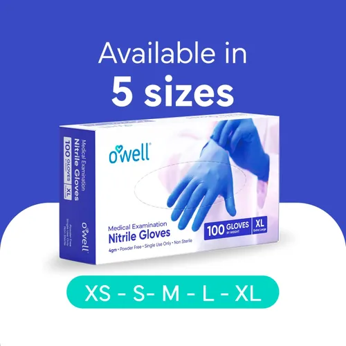 Miniatura 6 de OWELL® Blue Medical Exam Nitrile Gloves – Disposable Gloves for Dental & Medical Use, Powder-Free, Latex-Free, Chemo Rated