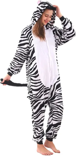 Miniatura 3 de WAFUNNE Pijamas de animales para adultos, disfraces de una pieza para hombres, mujeres, unisex, adolescentes, cebra