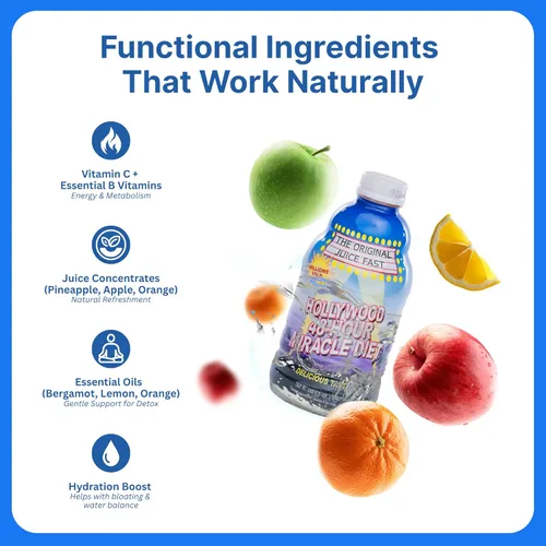 Miniatura 4 de Hollywood Miracle Diet Dieta de 48 horas, mezcla natural de bebida y fruta-32 oz