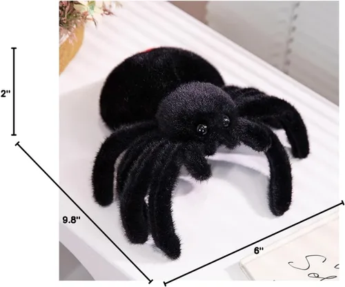 Miniatura 7 de Araña de Halloween, juguete de peluche de araña ultra suave, animal de peluche de araña negra, peluche de araña abrazable y saltarina de 9.8 Negro