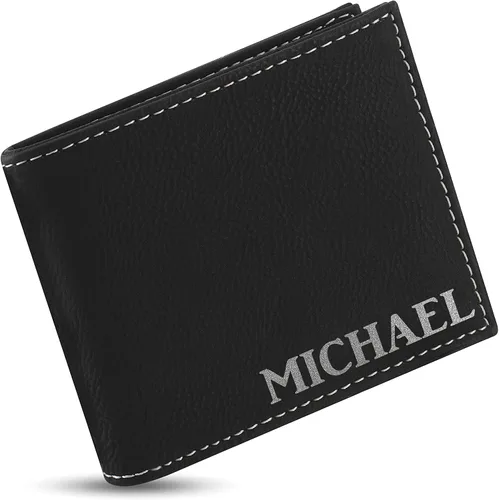 Carteras personalizadas para hombres, 6 colores y 19 opciones de fuente, billetera de cuero grabada personalizada, regalos para el marido, regalos