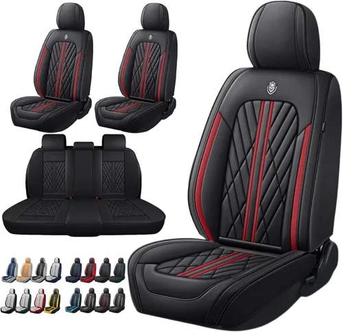 Miniatura 6 de Juego de fundas de asiento de automóvil de cuero nappa impermeables y transpirables de ajuste universal, cojín protector para vehículo automotriz