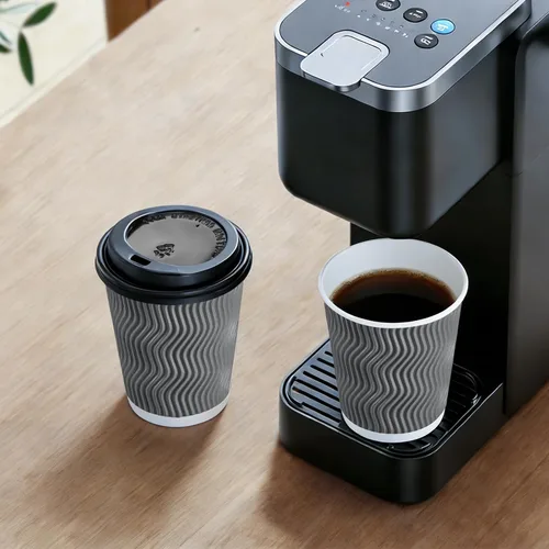 Miniatura 5 de Lamosi Paquete de 50 - Tazas de café desechables aisladas de 8 onzas, tazas de papel de café para llevar, taza de pared corrugada ondulada