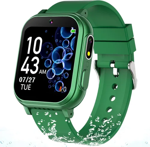 Miniatura 12 de Reloj inteligente impermeable para niños con 32 juegos, cámara dual, video, seguimiento de hábitos, reproductor de música, podómetro, protectores